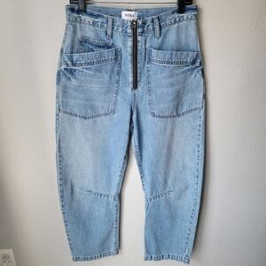 NEW Pistola High Rise Barrel Leg Jeans Size 26 Color Blue